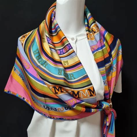 Hermès 24 Fbg Paris France Silk Scarf 